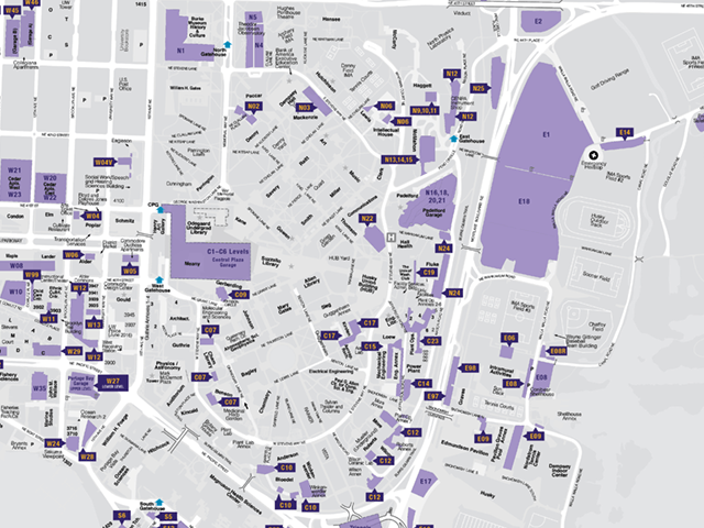 map of parking lots and garages